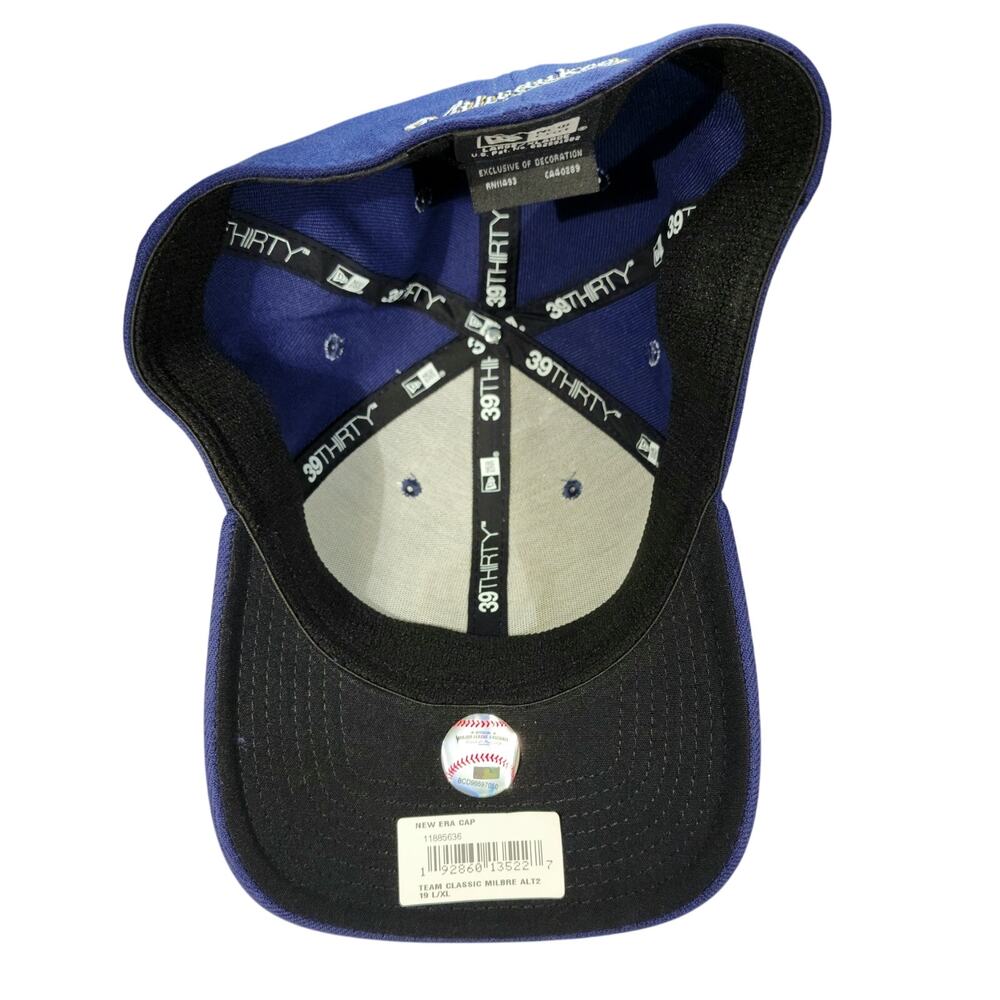 NWT New Era Milwaukee Brewers 39Thirty Baseball Hat Cap Blue Stretch Fit L/XL - Picture 5 of 6